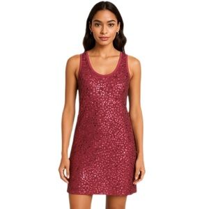 Max Studio Burgundy Sequin Sleeveless Dress — Size XS